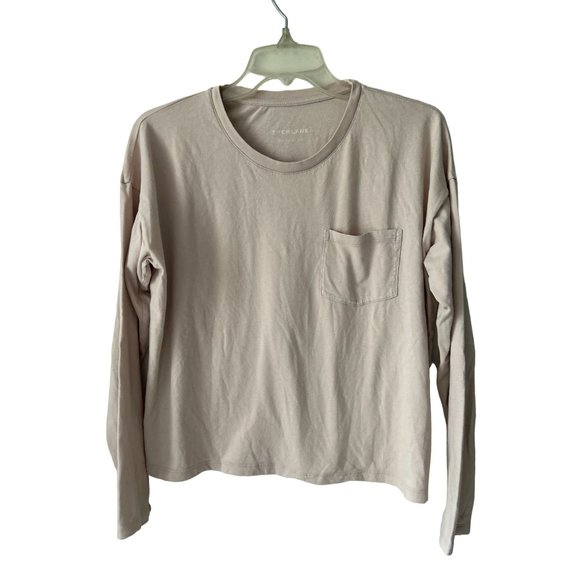 Everlane Tops - Everlane Cotton Long Sleeve Tee Cream Color Size Med
